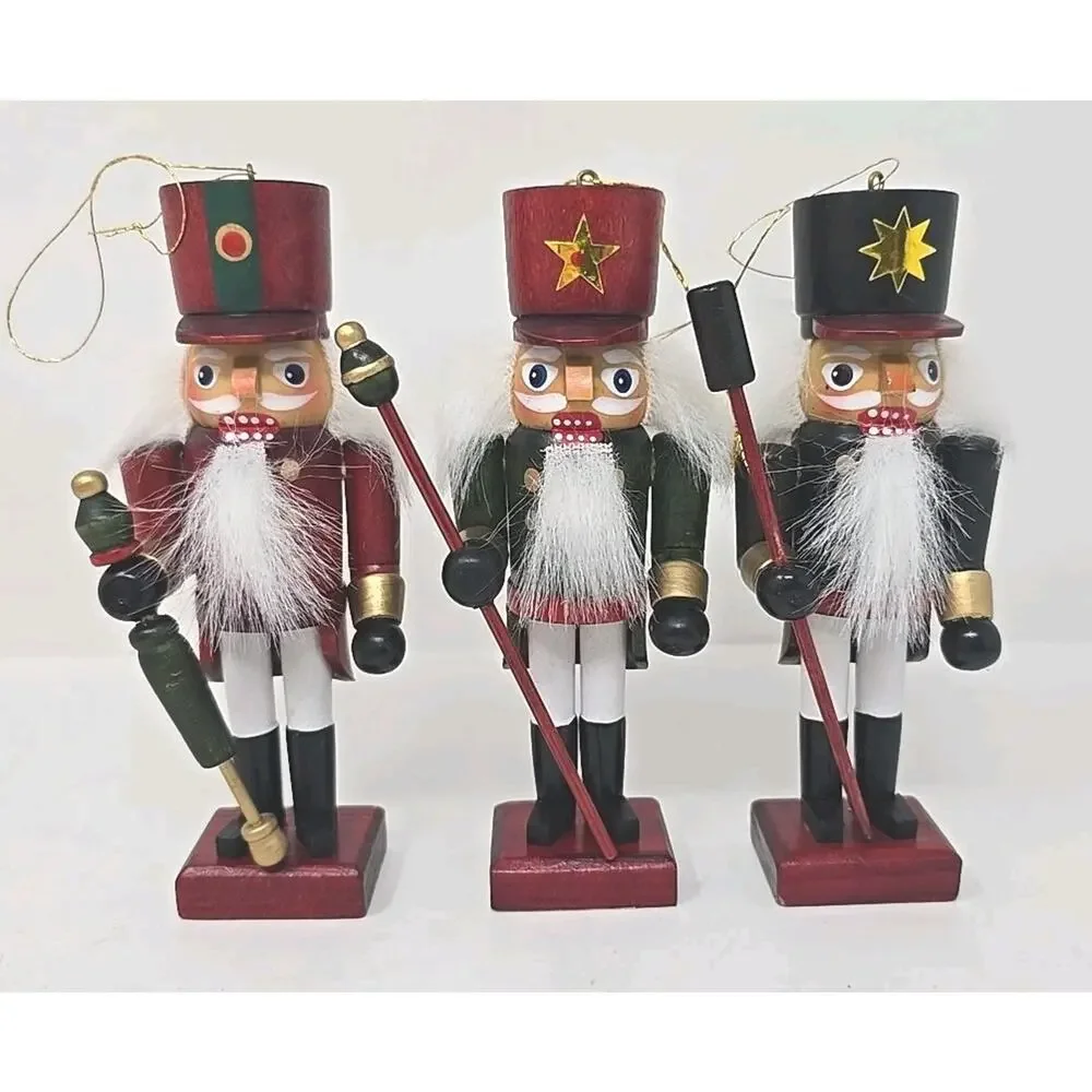 1990's‎ Pfaltzgraff Nutcracker Soldier Wooden Christmas Ornaments New U269